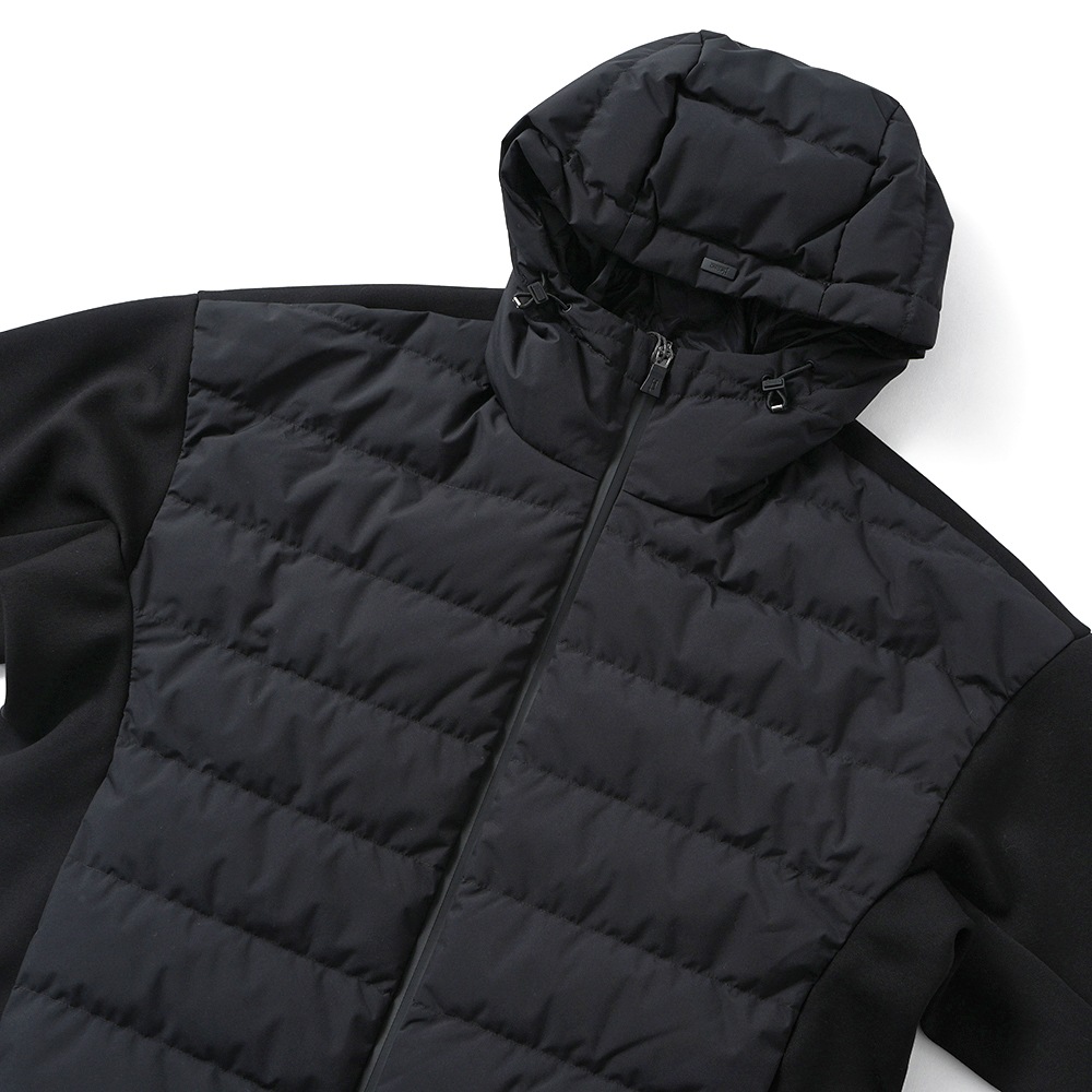 HERNO ヘルノ 2LAYER WINDSTOPPER/DOUBLE STRETCH SWEATER ポリエステル×ジャージ ハイブリッドダウンパーカ JP000112U-52076 BLACK