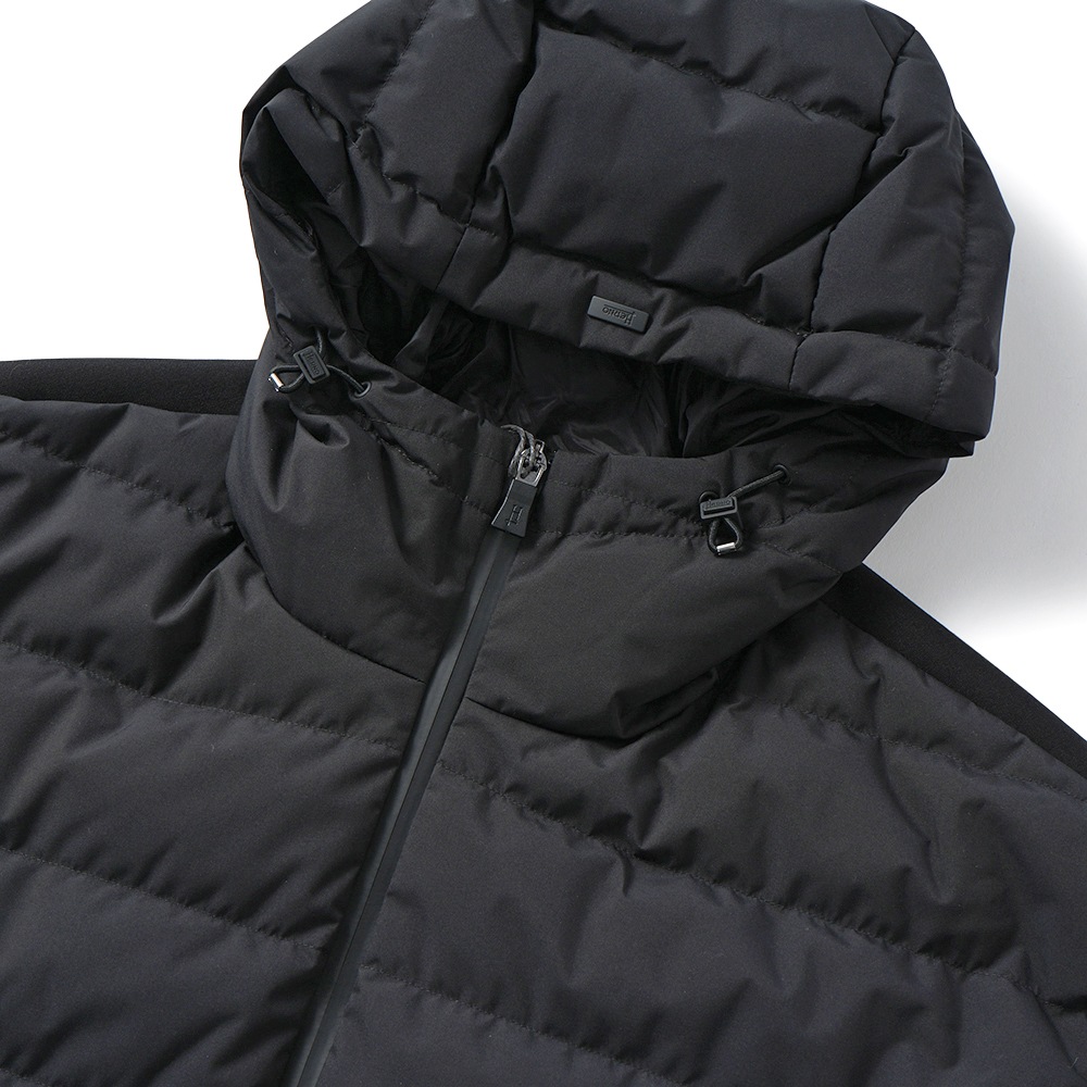 HERNO ヘルノ 2LAYER WINDSTOPPER/DOUBLE STRETCH SWEATER ポリエステル×ジャージ ハイブリッドダウンパーカ JP000112U-52076 BLACK
