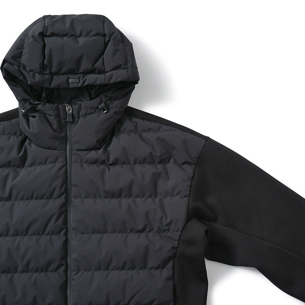 HERNO ヘルノ 2LAYER WINDSTOPPER/DOUBLE STRETCH SWEATER ポリエステル×ジャージ ハイブリッドダウンパーカ JP000112U-52076 BLACK