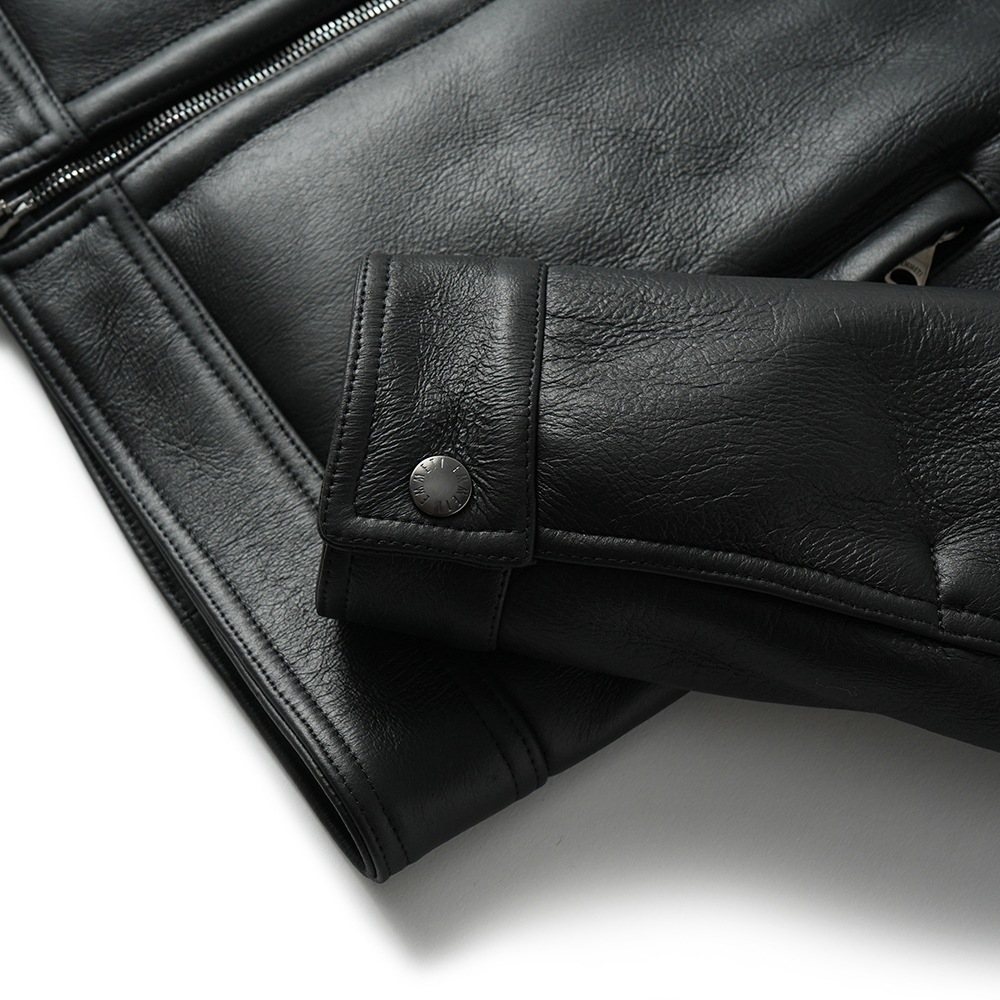 EMMETI エンメティ JURI SP MOUTON ユリ スペシャルムートン シングルライダース ジャケット BLACK