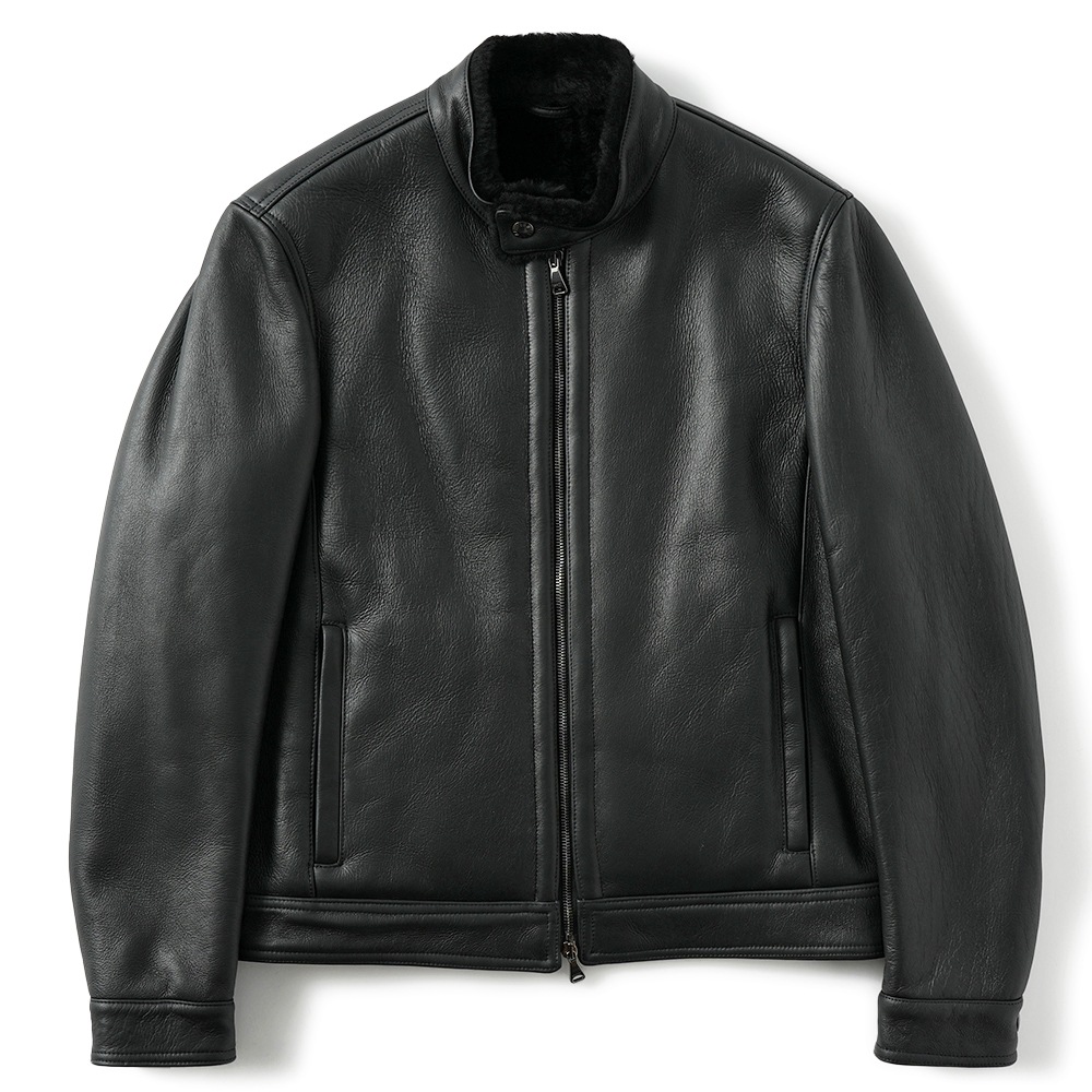 EMMETI エンメティ JURI SP MOUTON ユリ スペシャルムートン シングルライダース ジャケット BLACK