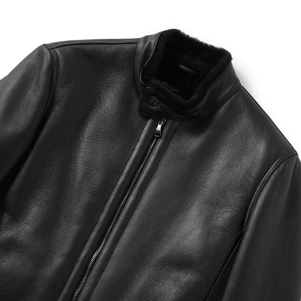 EMMETI エンメティ JURI SP MOUTON ユリ スペシャルムートン シングルライダース ジャケット BLACK