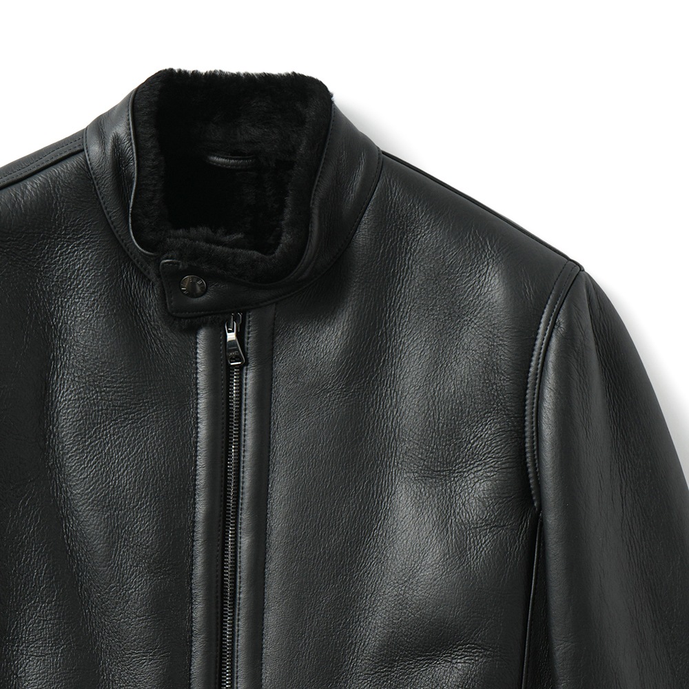 EMMETI エンメティ JURI SP MOUTON ユリ スペシャルムートン シングルライダース ジャケット BLACK