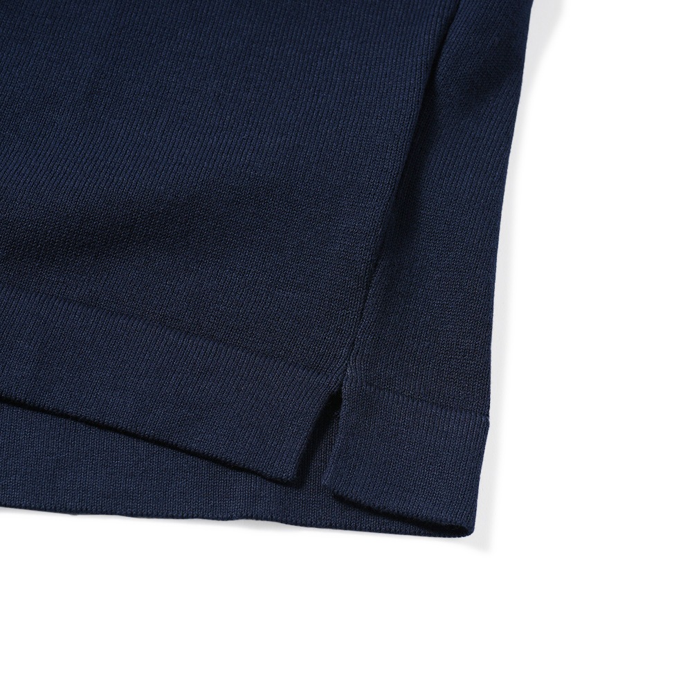 GRANSASSO グランサッソ ソフトコットン ニット モックネック ショートスリーブ Tシャツ 58109/18120 NAVY
