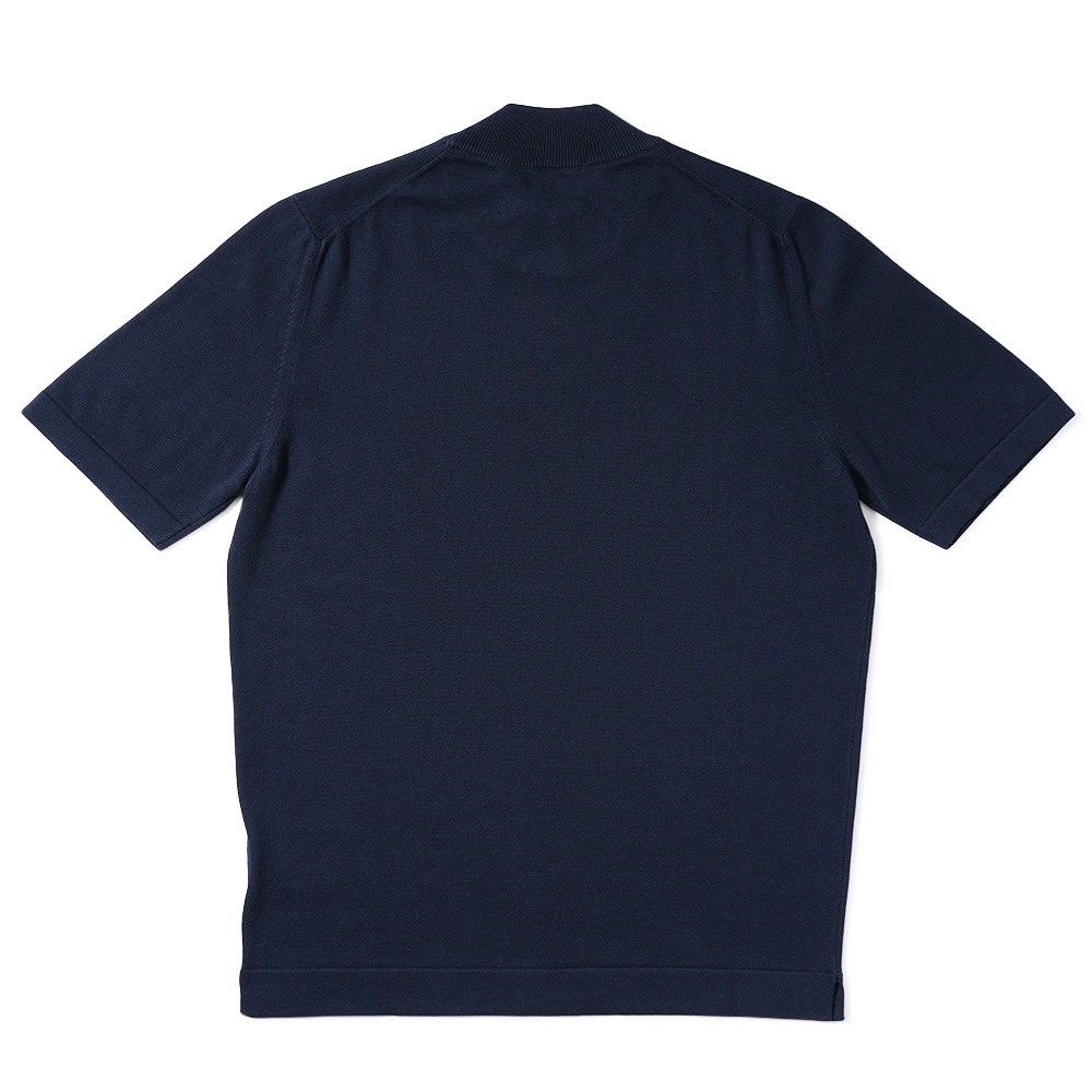 GRANSASSO グランサッソ ソフトコットン ニット モックネック ショートスリーブ Tシャツ 58109/18120 NAVY