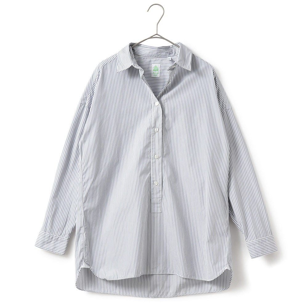 FINAMORE フィナモレ LISAJ MARAJ 460153 C0620 コットン ロンドンストライプ プルオーバーシャツ WHITE×L.GRAY