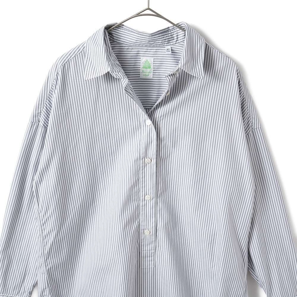 FINAMORE フィナモレ LISAJ MARAJ 460153 C0620 コットン ロンドンストライプ プルオーバーシャツ WHITE×L.GRAY