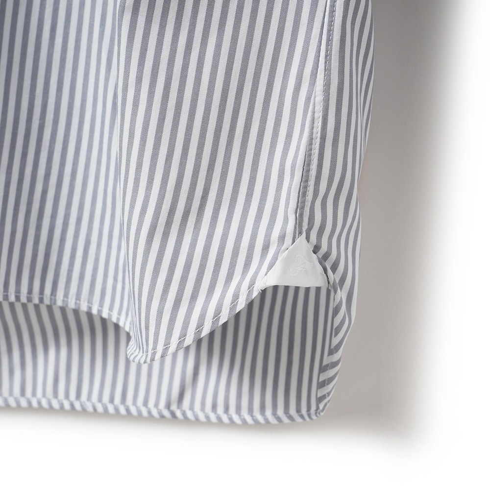 FINAMORE フィナモレ LISAJ MARAJ 460153 C0620 コットン ロンドンストライプ プルオーバーシャツ WHITE×L.GRAY