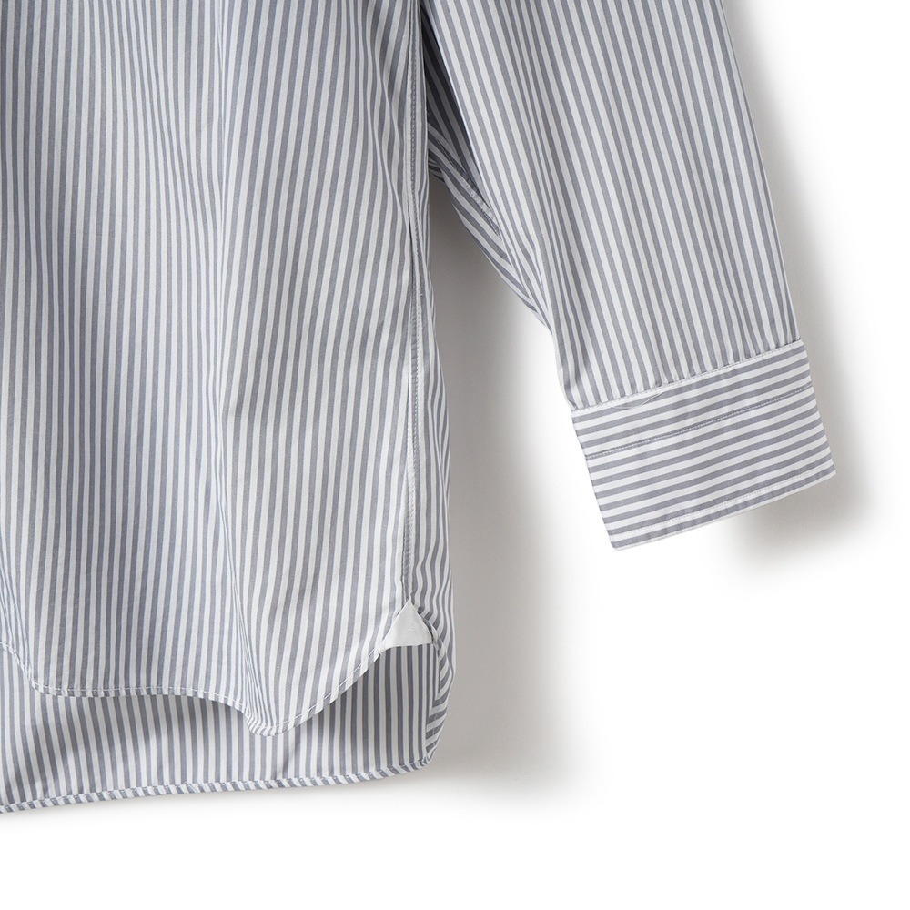 FINAMORE フィナモレ LISAJ MARAJ 460153 C0620 コットン ロンドンストライプ プルオーバーシャツ WHITE×L.GRAY