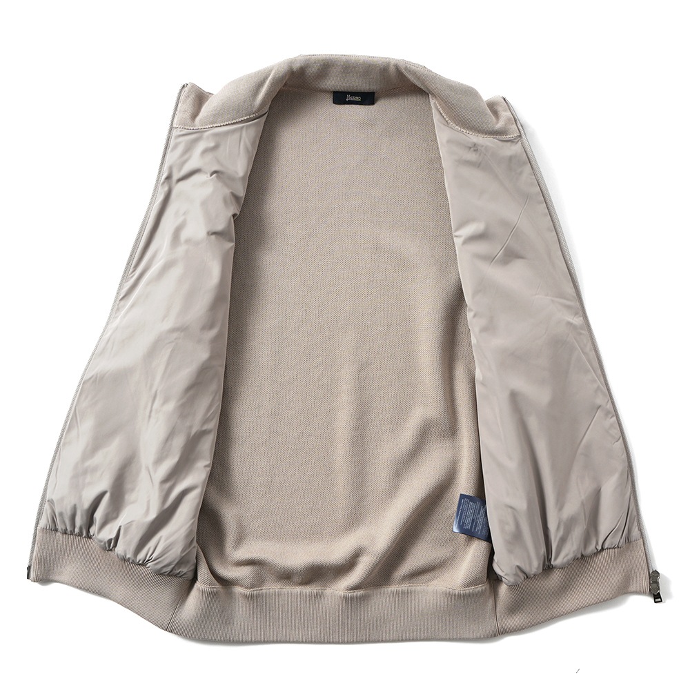 HERNO ヘルノ ポリエステル・コットンピケニット 中綿 ジップアップベスト MC000165U-72056 TAUPE