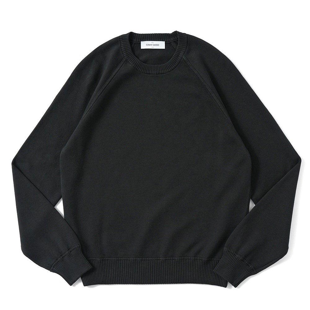 GRAN SASSO グランサッソ ソフトコットン スウェットライクニット ラグラン ロングスリーブ 57138/18180 BLACK