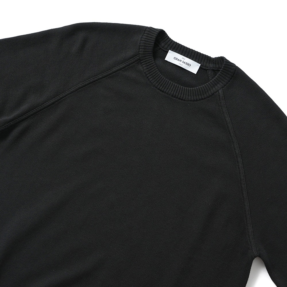 GRAN SASSO グランサッソ ソフトコットン スウェットライクニット ラグラン ロングスリーブ 57138/18180 BLACK