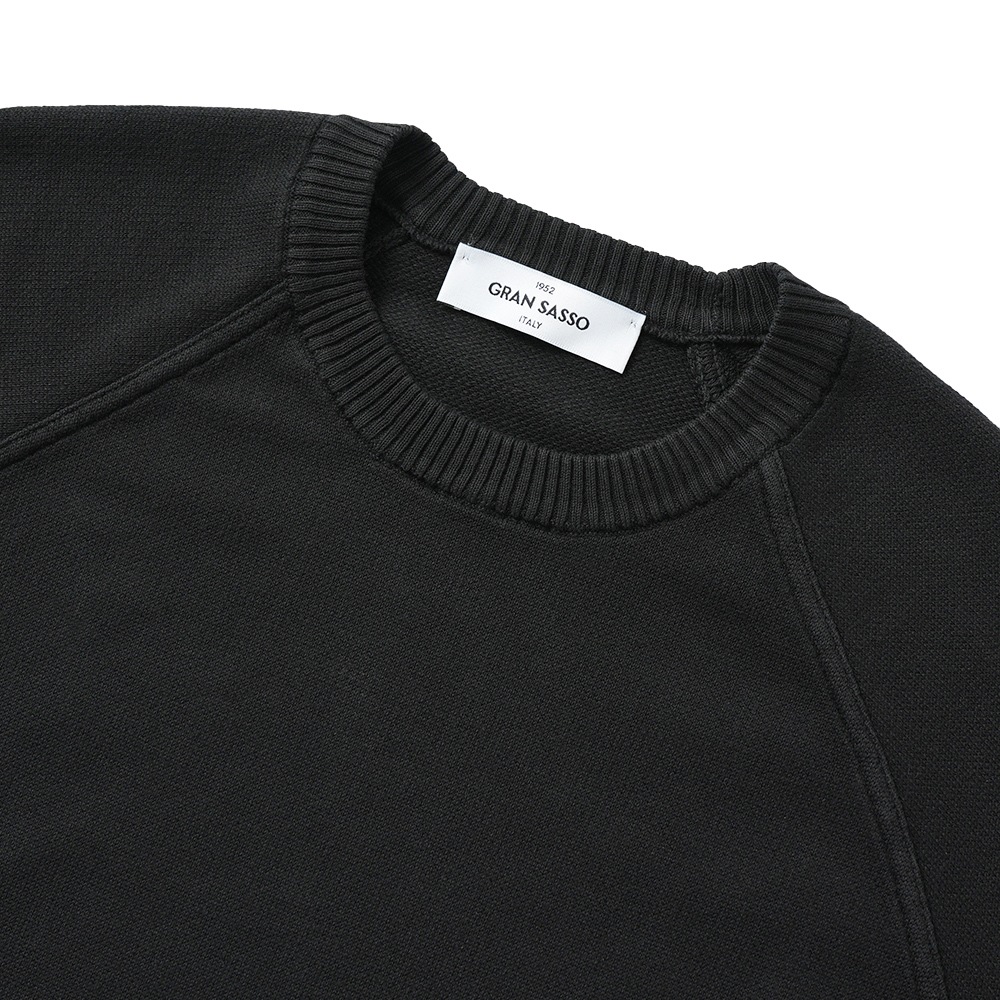 GRAN SASSO グランサッソ ソフトコットン スウェットライクニット ラグラン ロングスリーブ 57138/18180 BLACK