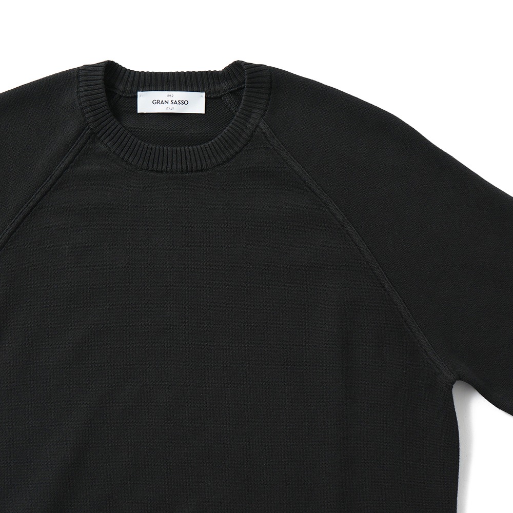 GRAN SASSO グランサッソ ソフトコットン スウェットライクニット ラグラン ロングスリーブ 57138/18180 BLACK
