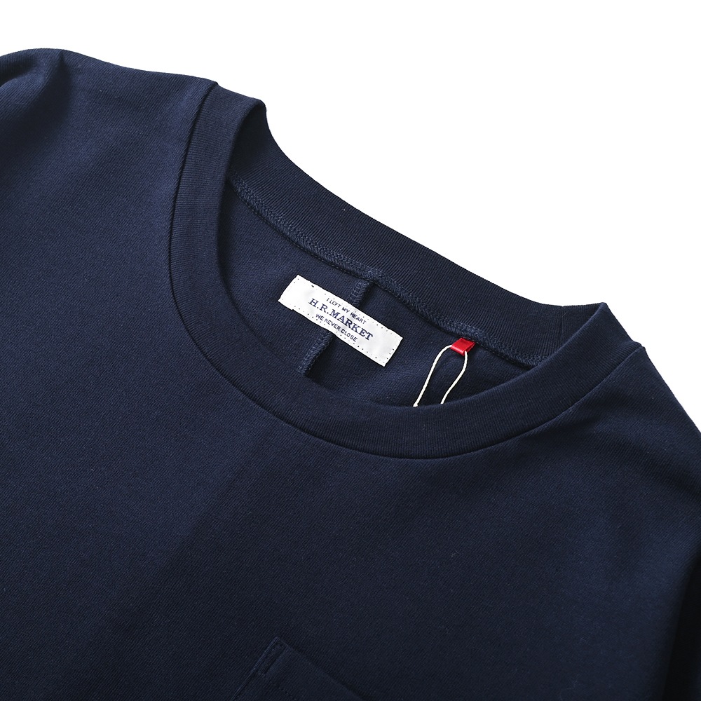 HOLLYWOOD RANCH MARKET ハリウッドランチマーケット HエンブロイダリーラウンドヘムロングスリーブTシャツ ウイメンズ NAVY