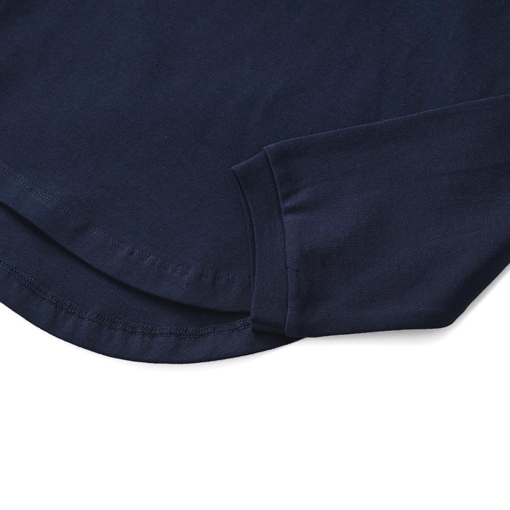 HOLLYWOOD RANCH MARKET ハリウッドランチマーケット HエンブロイダリーラウンドヘムロングスリーブTシャツ ウイメンズ NAVY