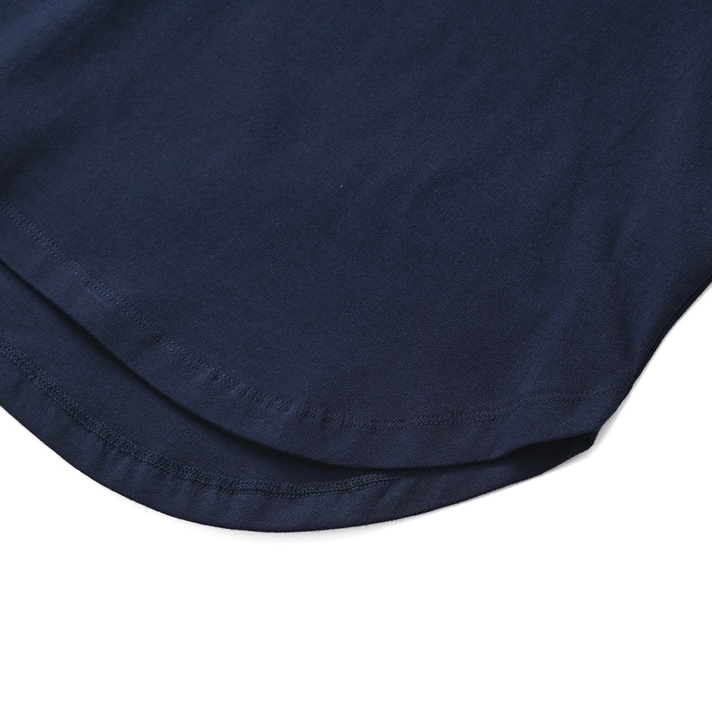 HOLLYWOOD RANCH MARKET ハリウッドランチマーケット HエンブロイダリーラウンドヘムロングスリーブTシャツ ウイメンズ NAVY