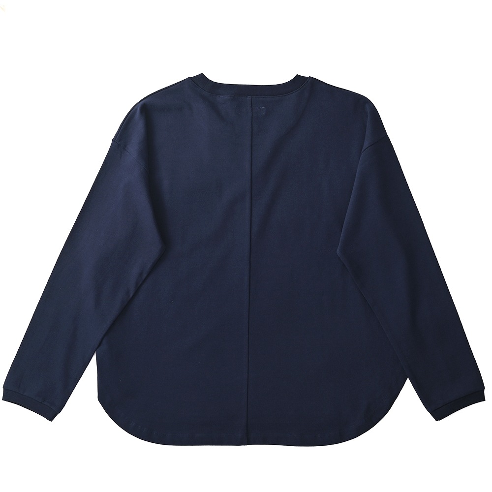HOLLYWOOD RANCH MARKET ハリウッドランチマーケット HエンブロイダリーラウンドヘムロングスリーブTシャツ ウイメンズ NAVY