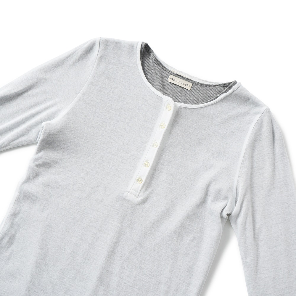 PROTAGONISTA プロタゴニスタ Double-Layered Long Sleeve T-Shirt ダブルレイヤード LS Tシャツ PNT-CT-46A GREY×WHITE