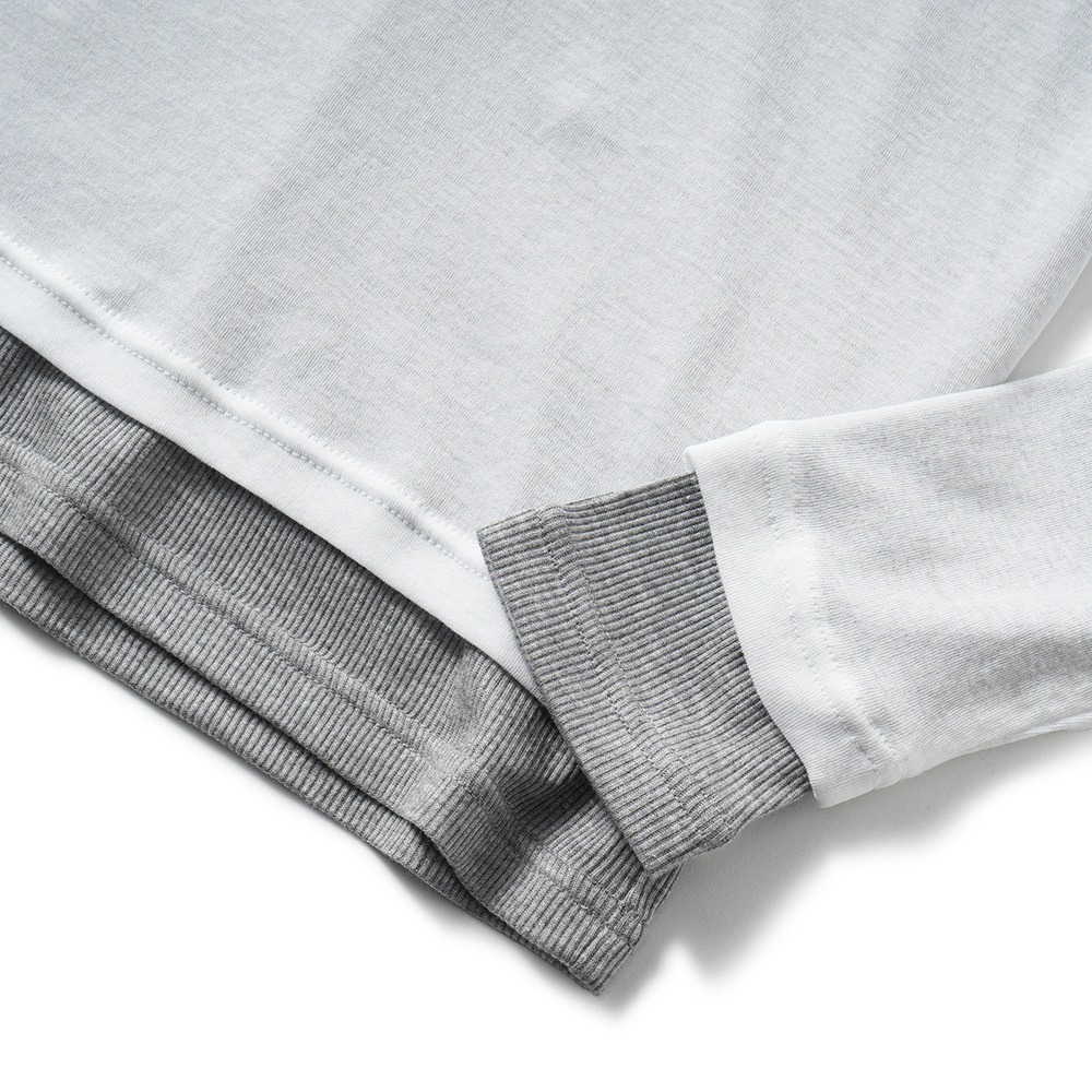 PROTAGONISTA プロタゴニスタ Double-Layered Long Sleeve T-Shirt ダブルレイヤード LS Tシャツ PNT-CT-46A GREY×WHITE