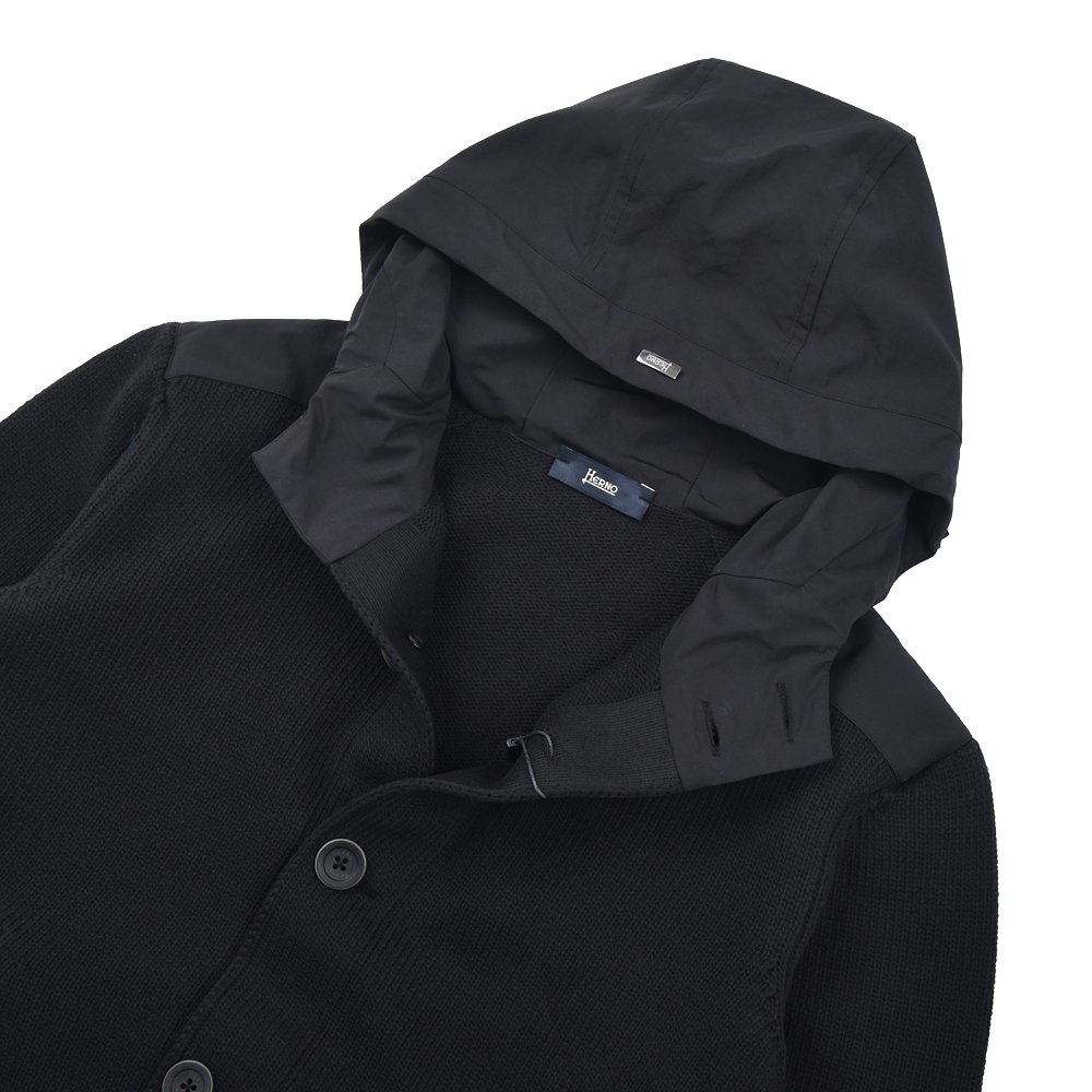 HERNO ヘルノ パフィコットン ミドルゲージ フード付 ニット 【国内