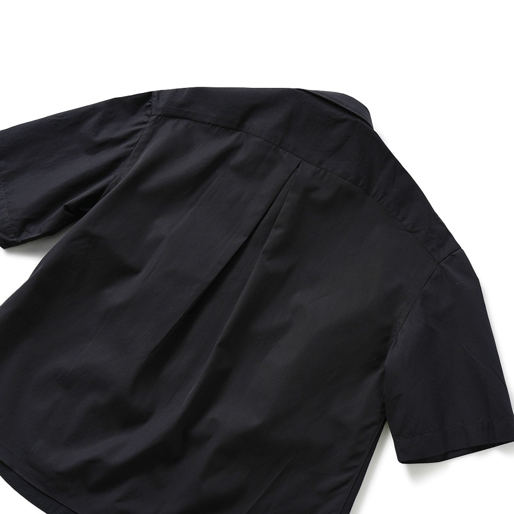 Finamore フィナモレ VERA/340010 C0617 コットン ポプリン ショートスリーブシャツ BLACK