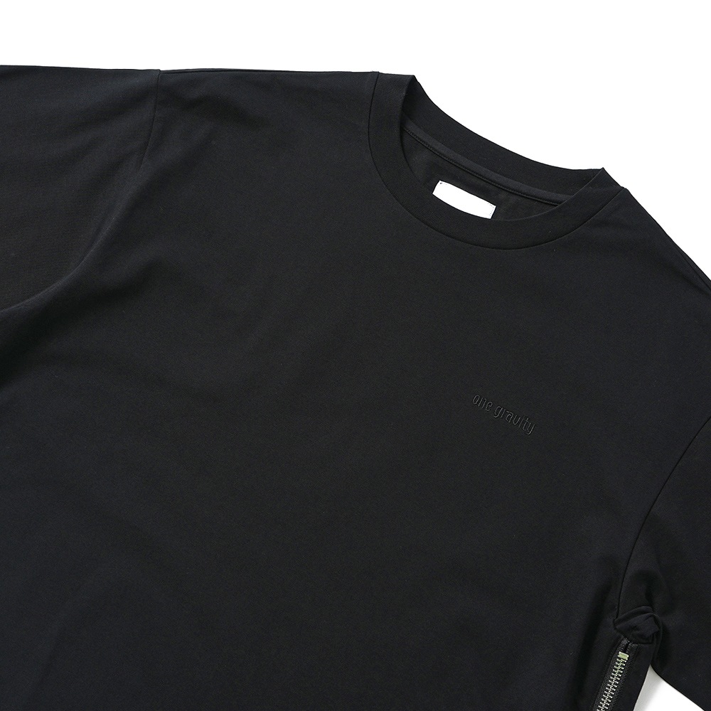onegravity ワングラビティ オーバーサイズ サイドジップ ショートスリーブ カットソー 42-234-13-075835 BLACK