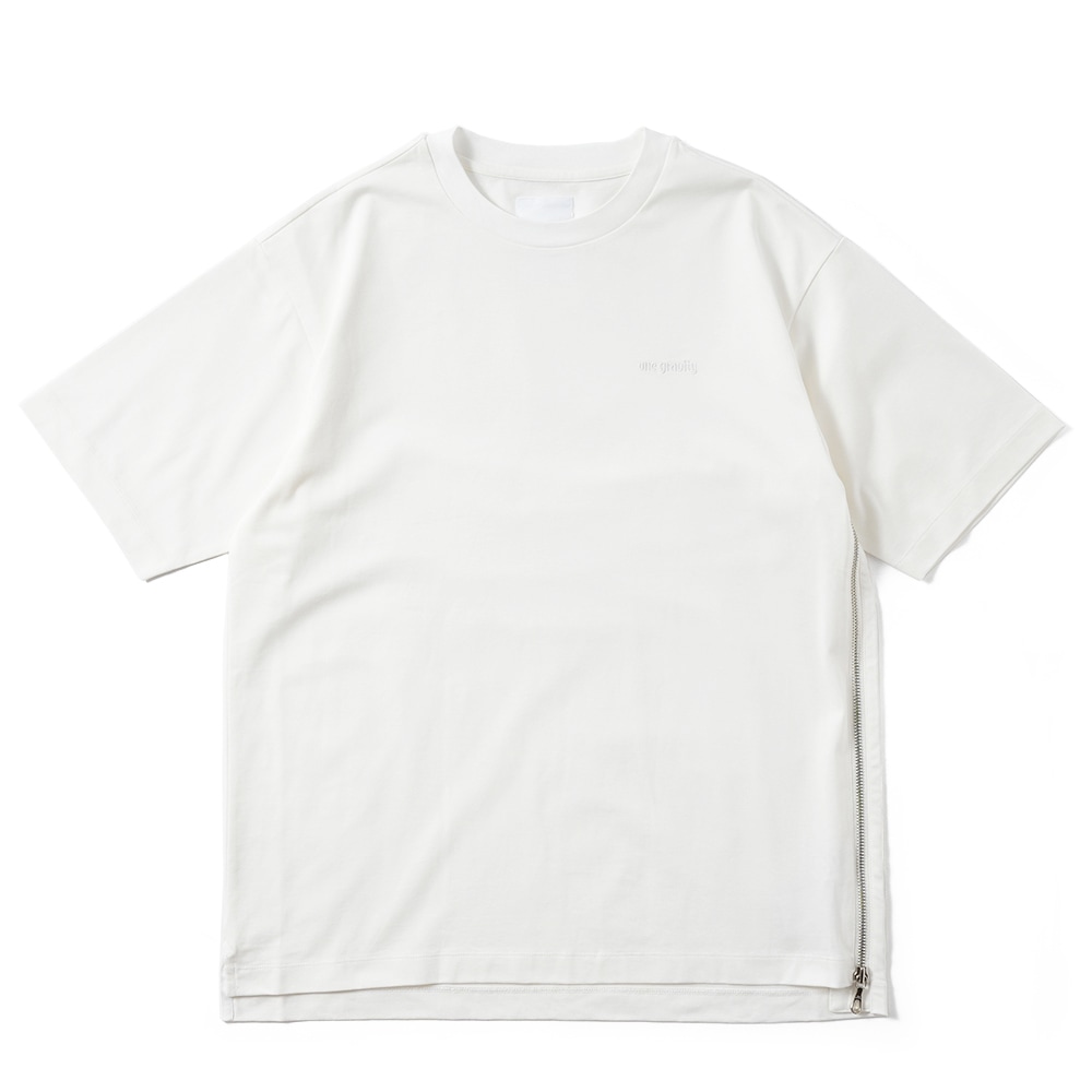 onegravity ワングラビティ オーバーサイズ サイドジップ ショートスリーブ カットソー 42-234-13-075835 WHITE