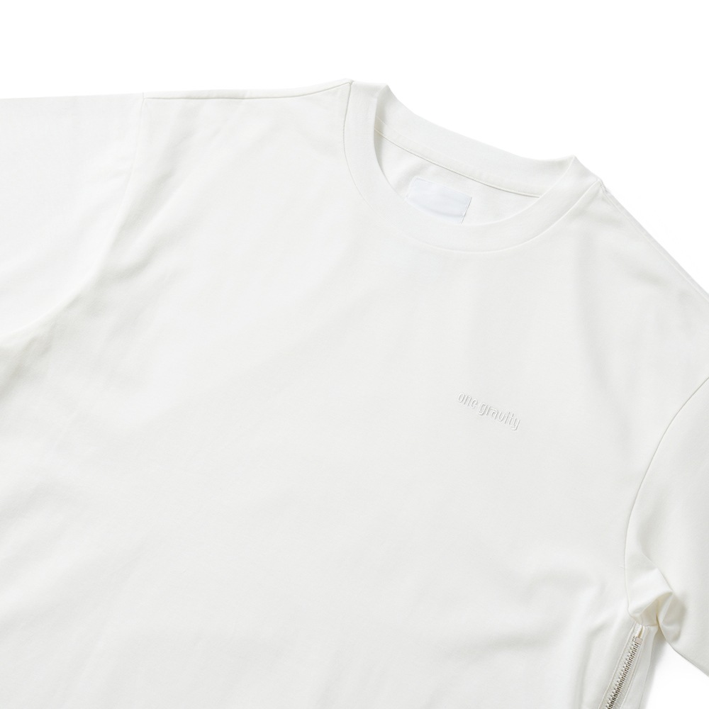 onegravity ワングラビティ オーバーサイズ サイドジップ ショートスリーブ カットソー 42-234-13-075835 WHITE