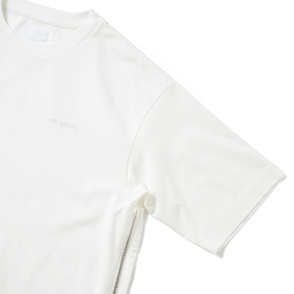 onegravity ワングラビティ オーバーサイズ サイドジップ ショートスリーブ カットソー 42-234-13-075835 WHITE