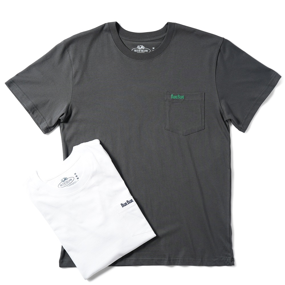 FRUIT OF THE LOOM・BLUE BLUE フルーツオブザルーム×ブルーブルー FRUIT OF THE LOOM・BLUE BLUE オーガニックコットン 2パック ポケットTシャツ/24 CHARCOAL