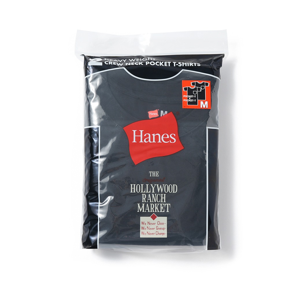 Hanes × HOLLYWOOD RANCH MARKET /EXCLUSIVEヘビーウェイトポケット 2パック Tシャツ BLACK