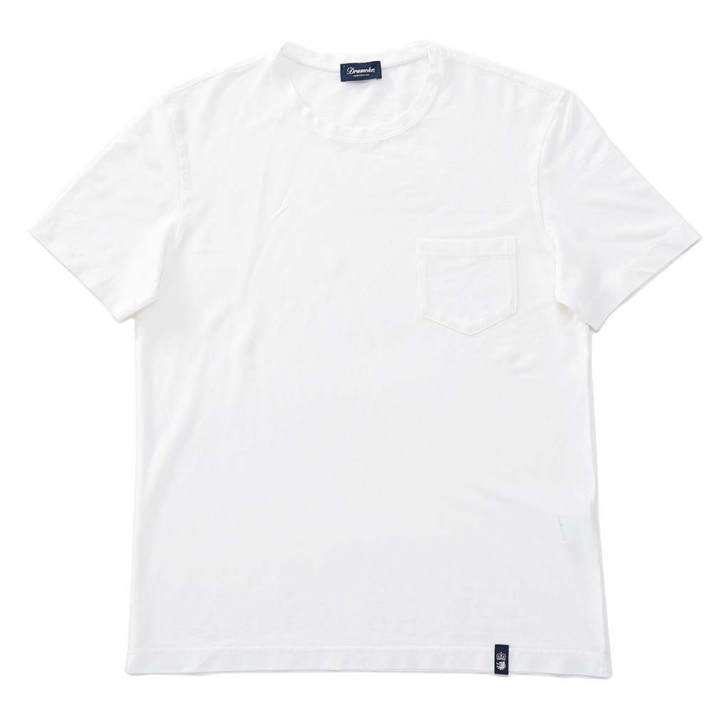 DRUMOHR ドルモア DTJ000B コットンクレープ ポケット クルーネック Tシャツ WHITE