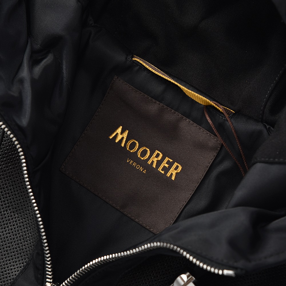 MOORER ムーレー COSIMO-REP ナッパ パンチングレザー・ナイロン フーデッド ブルゾン BLACK