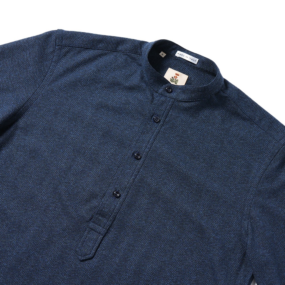 GUY ROVER ギローバー コットン カノコ バンドカラーポロシャツ PC432-541507 NAVY