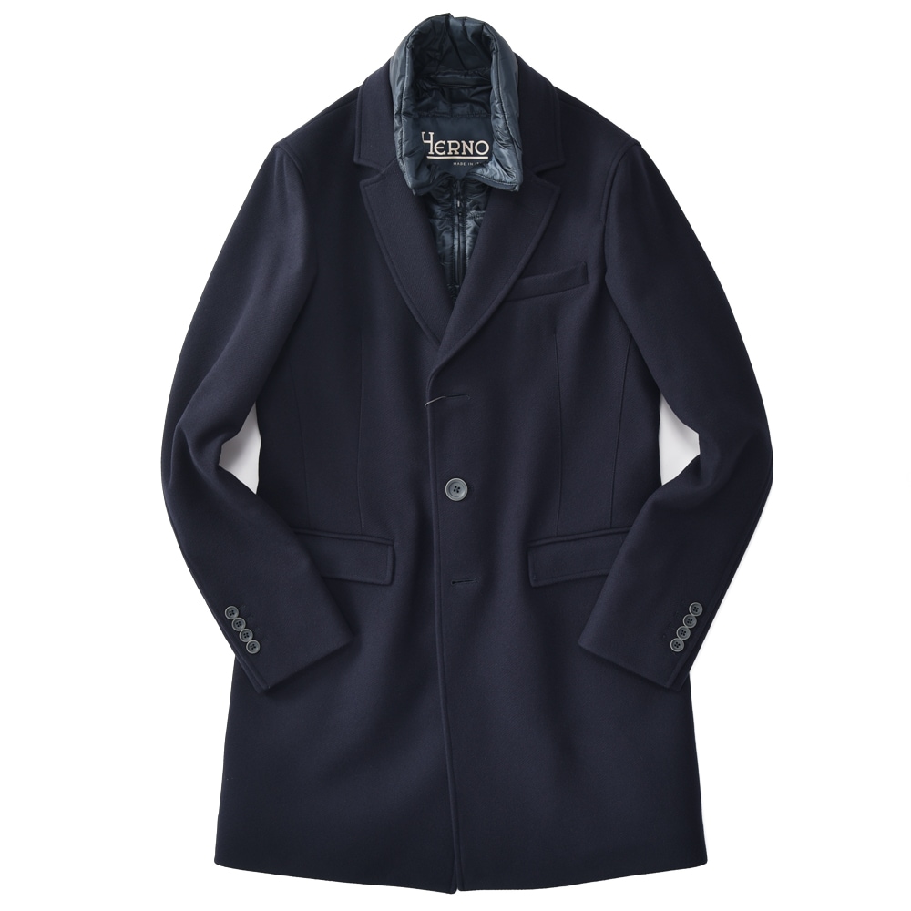 ☆ 美品☆HERNO ヘルノ チェスターコート ダークネイビー 50 ヘルノ HERNO チェスターコート HERNOTECH ネイビー 50 XL