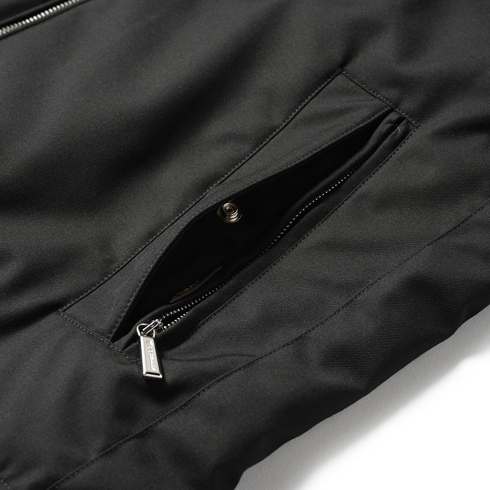 MOORER ムーレー ALBINI-PUM アルビニ ポリエステル・レーヨン サキソニー フーデッドダウンブルゾン BLACK