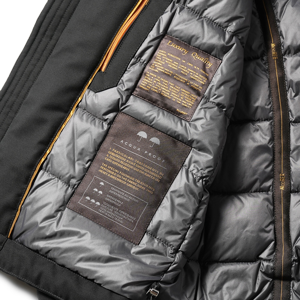 MOORER ムーレー ALBINI-PUM アルビニ ポリエステル・レーヨン サキソニー フーデッドダウンブルゾン BLACK