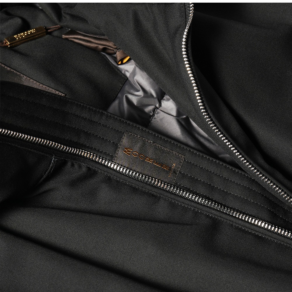 MOORER ムーレー ALBINI-PUM アルビニ ポリエステル・レーヨン サキソニー フーデッドダウンブルゾン BLACK