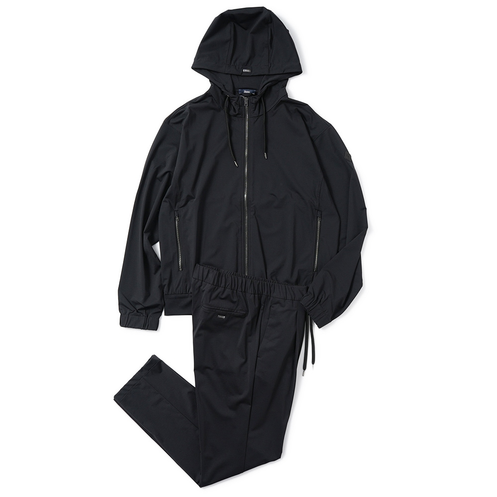 HERNO ヘルノ NYLON JERSEY ナイロンジャージ ジップアップ フーデッドパーカ JC000053U-12588S BLACK