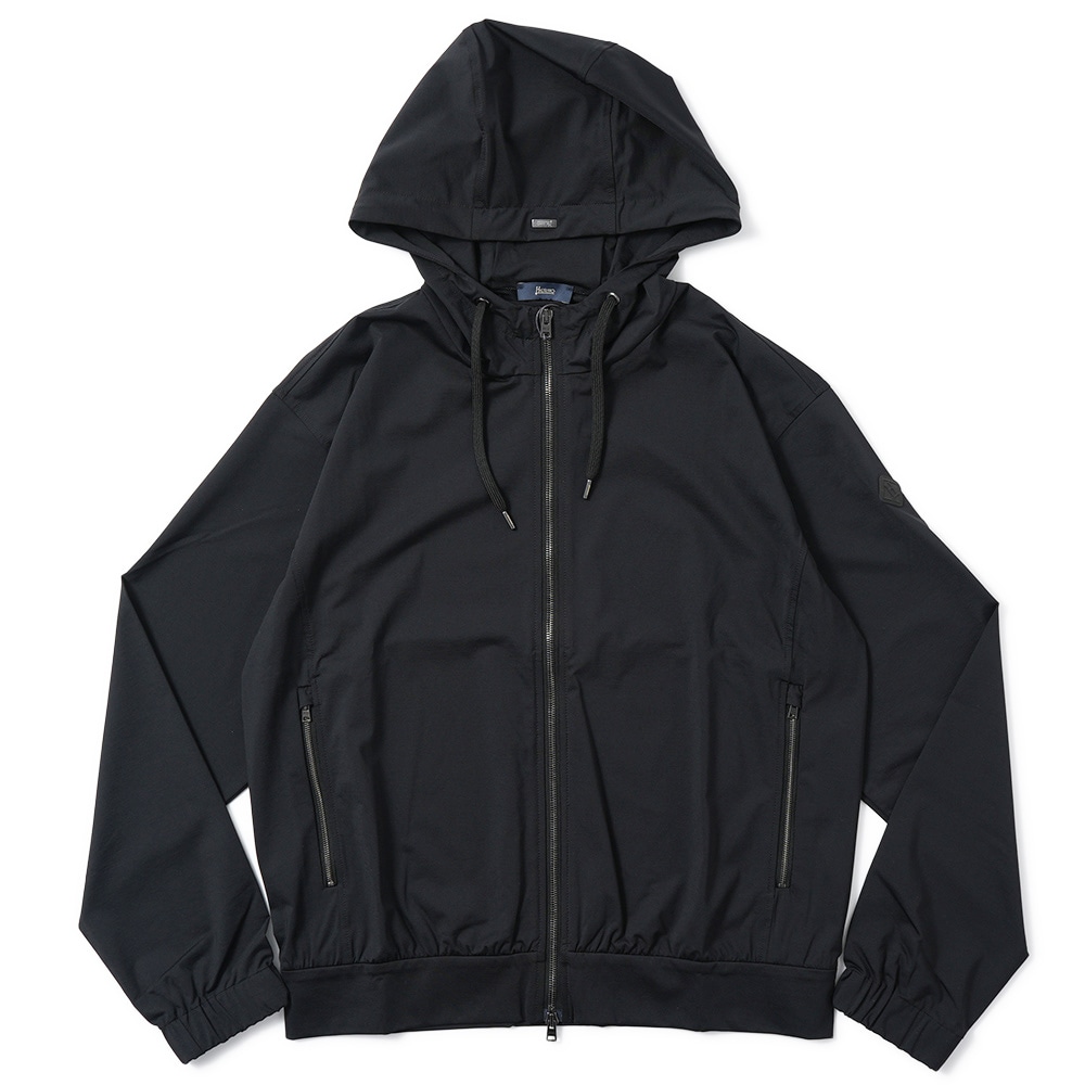 HERNO ヘルノ NYLON JERSEY ナイロンジャージ ジップアップ フーデッドパーカ JC000053U-12588S BLACK