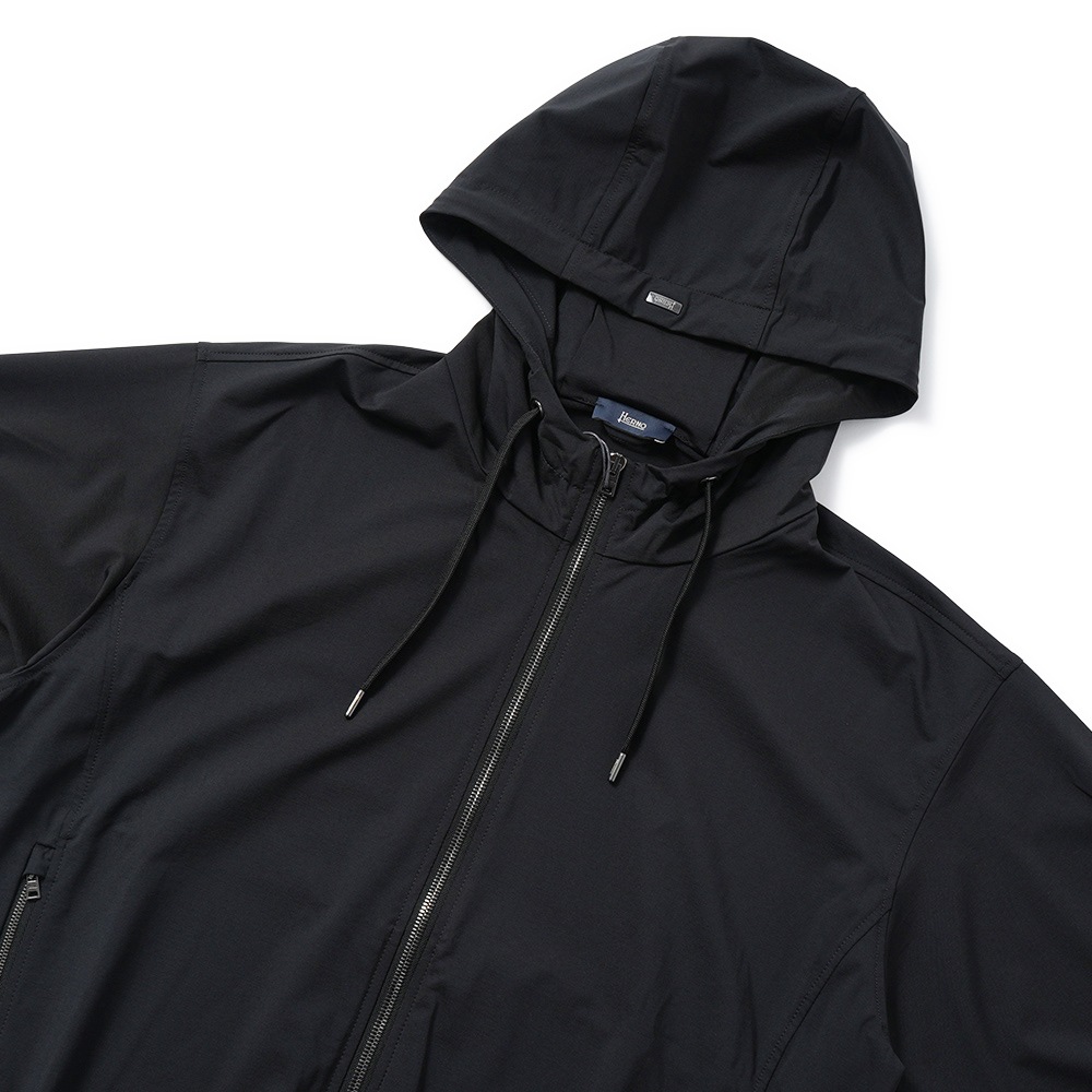 HERNO ヘルノ NYLON JERSEY ナイロンジャージ ジップアップ フーデッドパーカ JC000053U-12588S BLACK