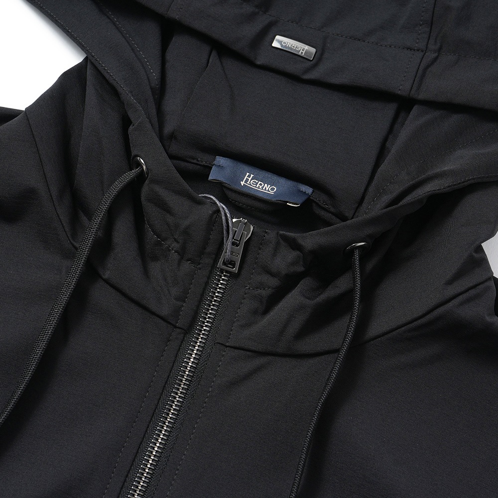 HERNO ヘルノ NYLON JERSEY ナイロンジャージ ジップアップ フーデッドパーカ JC000053U-12588S BLACK