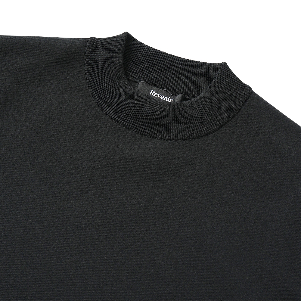 Revenir リブニール ウォッシャブル コットン・ポリエステル ニット モックネック S/S Tシャツ INT-010 BLACK