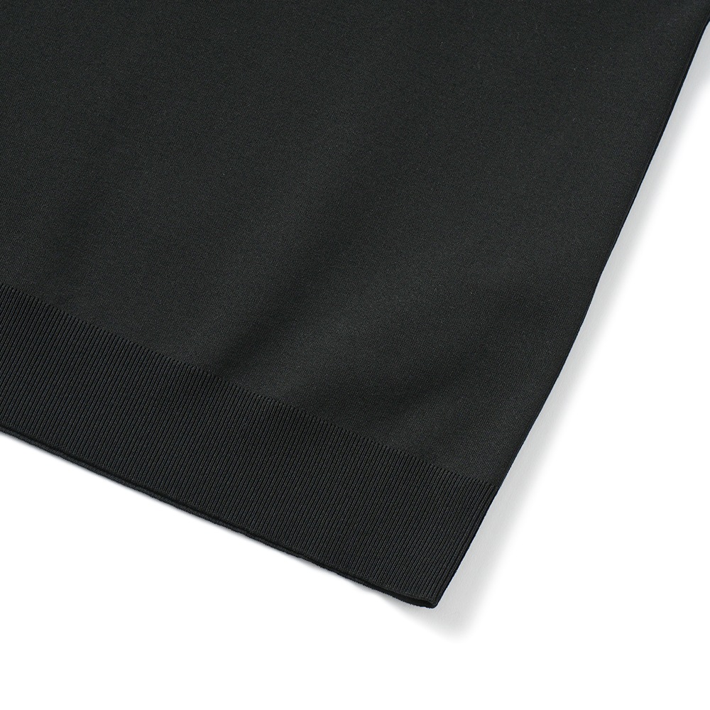 Revenir リブニール ウォッシャブル コットン・ポリエステル ニット モックネック S/S Tシャツ INT-010 BLACK