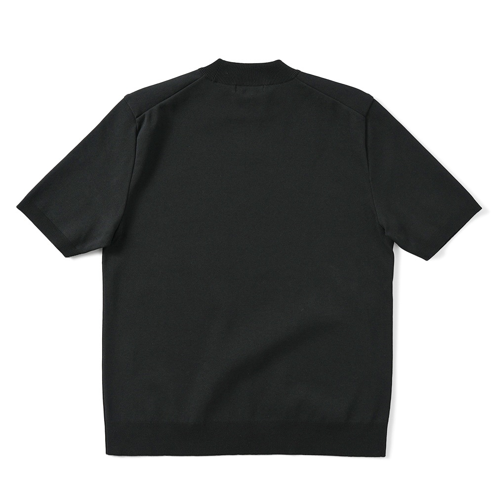 Revenir リブニール ウォッシャブル コットン・ポリエステル ニット モックネック S/S Tシャツ INT-010 BLACK