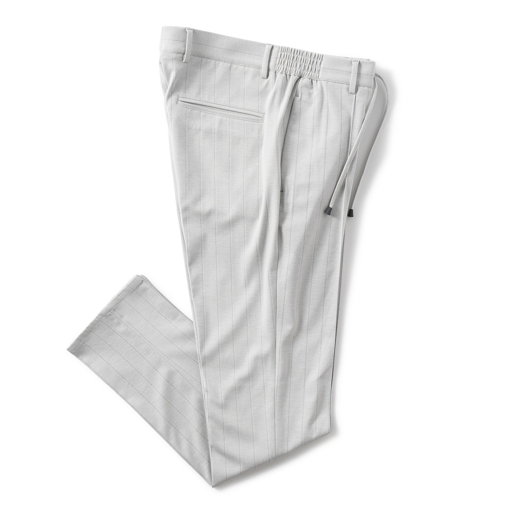 giab's ARCHIVIO ジャブスアルキヴィオ MASACCIO/M1 A3719 マサッチョ ペンシルストライプジャージー ドローコードパンツ LIGHT GREY