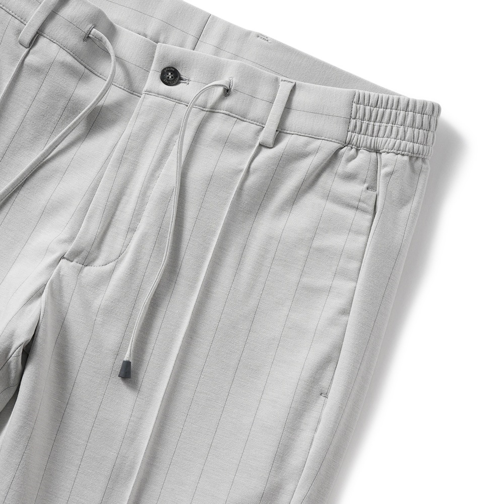 giab's ARCHIVIO ジャブスアルキヴィオ MASACCIO/M1 A3719 マサッチョ ペンシルストライプジャージー ドローコードパンツ LIGHT GREY