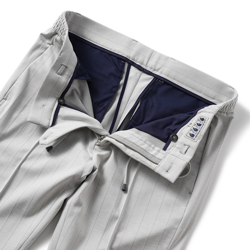 giab's ARCHIVIO ジャブスアルキヴィオ MASACCIO/M1 A3719 マサッチョ ペンシルストライプジャージー ドローコードパンツ LIGHT GREY