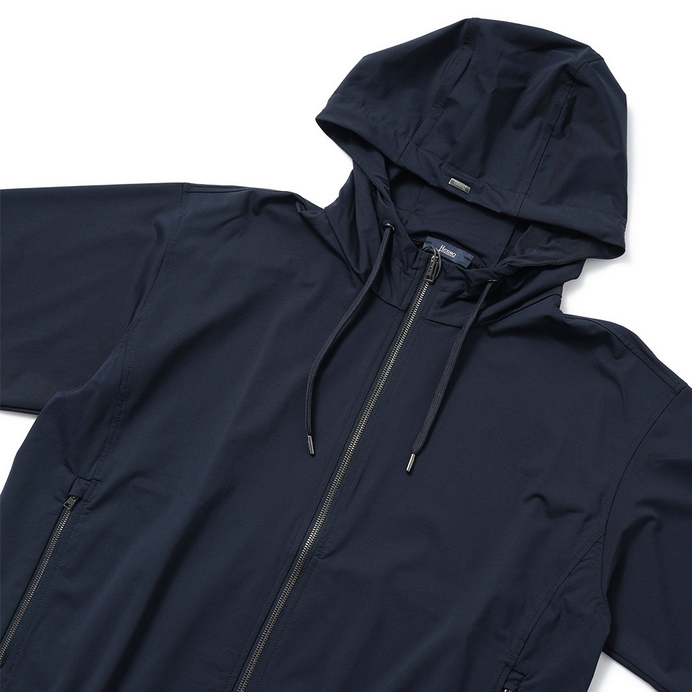 HERNO ヘルノ NYLON JERSEY ナイロンジャージ ジップアップ フーデッドパーカ JC000053U-12588S NAVY